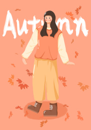 穿橘色马甲的女孩