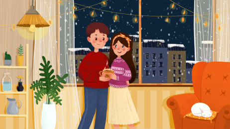 情侣爱人家庭相爱插画