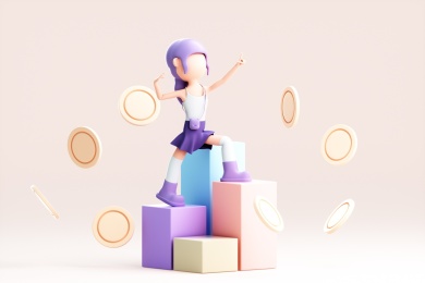 3D渲染的可爱卡通女孩