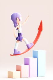 3D渲染的可爱卡通女孩