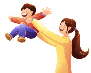 小孩和母亲人物插画