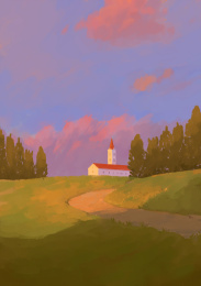 傍晚时分的草地