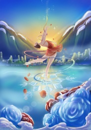 在冰面花滑的女孩