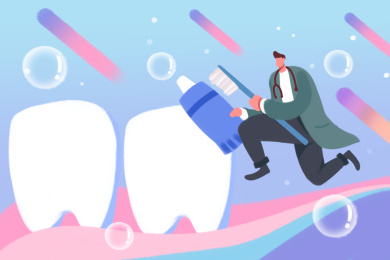 卡通手绘保护牙齿插画