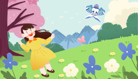 正在放风筝的女孩