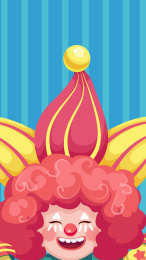 小丑愚人节蓝色背景矢量插画海报