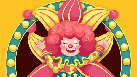 小丑愚人节喜庆黄色背景矢量插画