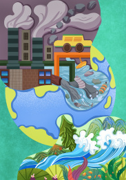 环保可持续插画保护环境爱护自然