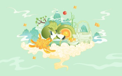 中国风青团美食插画