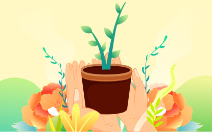 312植树节插画春天爱护自然环境环保海报