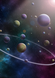 宇宙银河太空上多个星球