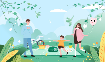 一家人去踏青春游