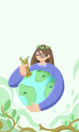 植树节给地球种树植树插画