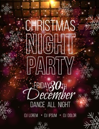 红色炫彩圣诞派对海报