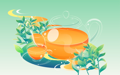 清明节采茶国潮插画中国风茶饮文化茶壶海报
