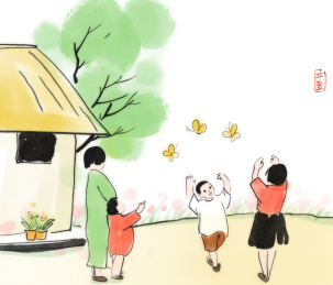 水墨插画夏天二十四节气