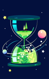 地球一小时绿色环保低碳生活节能减排插画