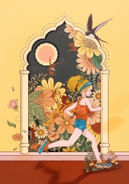 体育精神插画跑步运动