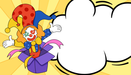 小丑从箱子里面跳出来 愚人节主题插画海报