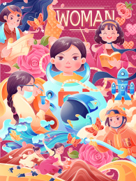 多个女性矢量插画