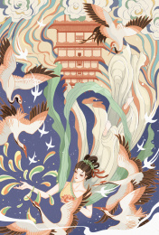 中国风敦煌莫高窟飞天女