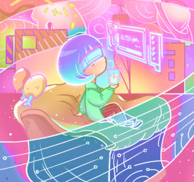 元宇宙的美食自由少女