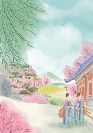 寒食古诗配图清明古风插画