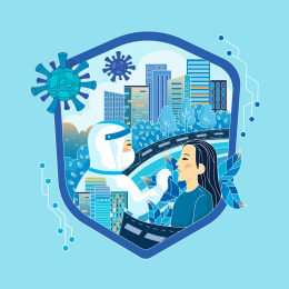 城市疫情反复核酸检测矢量插画