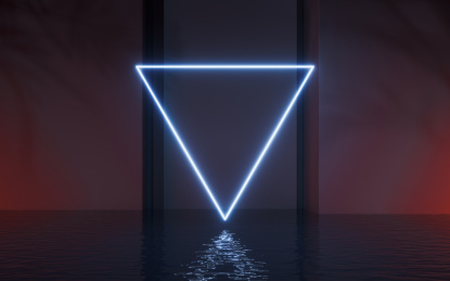 霓虹线条与水面3D渲染