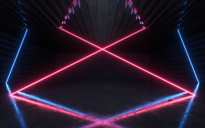 抽象霓虹发光线条背景3D渲染