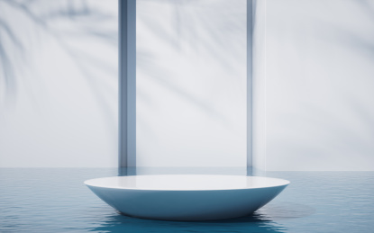 水面与展示台背景3D渲染