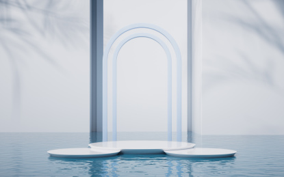 水面与展示台背景3D渲染