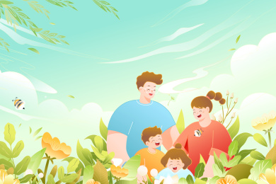 亲子家人矢量插画