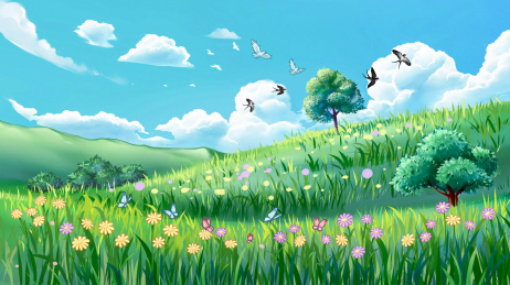 蓝天白云草原小鸟