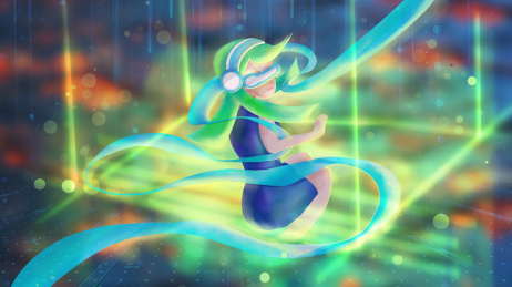 坐在时光穿梭光线上的女孩