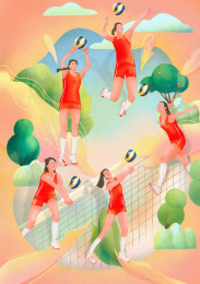 一群打排球的女孩