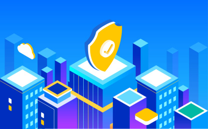 互联网电子商务等距插画电脑数据安全海报