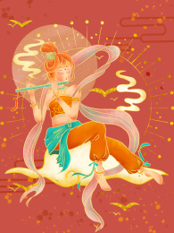 敦煌飞天插画中国乐器