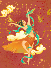 敦煌飞天插画中国乐器