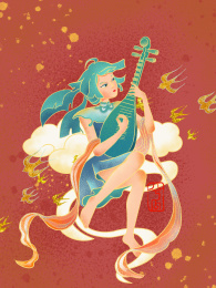 敦煌飞天插画中国乐器