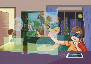 虚拟现实-学习生活插画