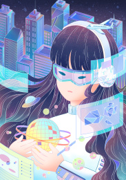 身处于元宇宙中的女孩