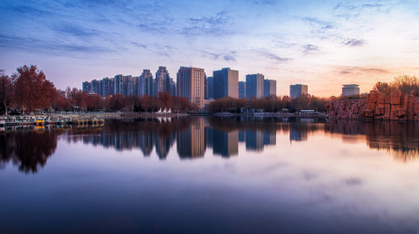 石家庄长安万达清晨倒影