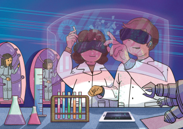 虚拟现实-未来机器人研发科技插画