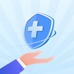 手捧起盾牌保护健康安全矢量插画