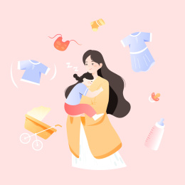 母亲节母婴矢量插画