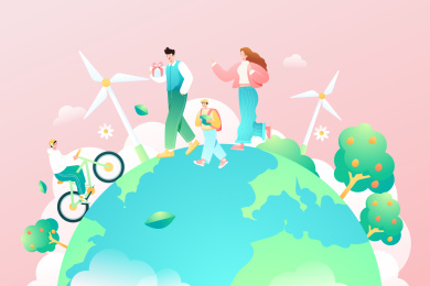 亲子出游矢量插画