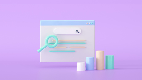 3d电脑屏幕办公搜索数据的金融海报