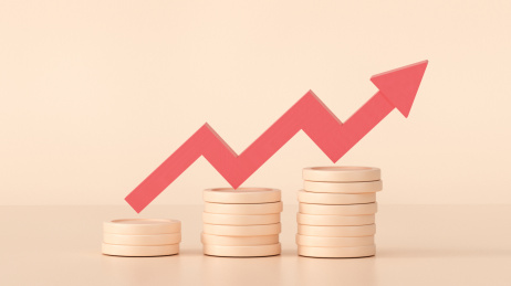 货币上的箭头上升的金融背景素材