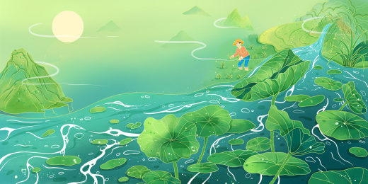 新中式国风夏季节气插画